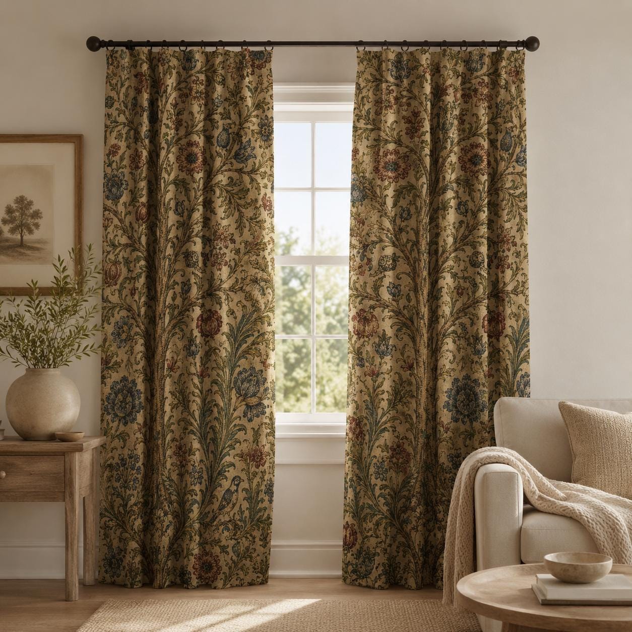 William Morris Style, Vintage Blackout Curtains