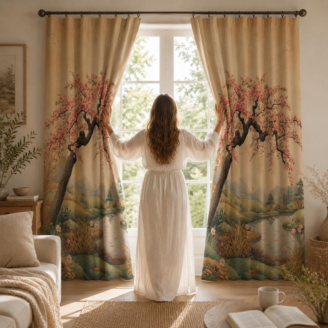 Japanese Cherry Blossom Blackout Curtains