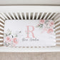 Gentle Pink Personalized Crib Sheet for Girl