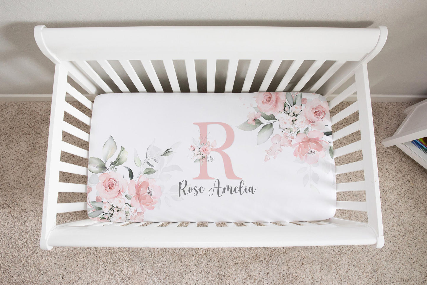 Gentle Pink Personalized Crib Sheet for Girl