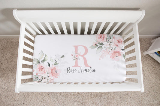 Gentle Pink Personalized Crib Sheet for Girl