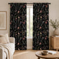 Black Floral, Moody Blackout Curtains