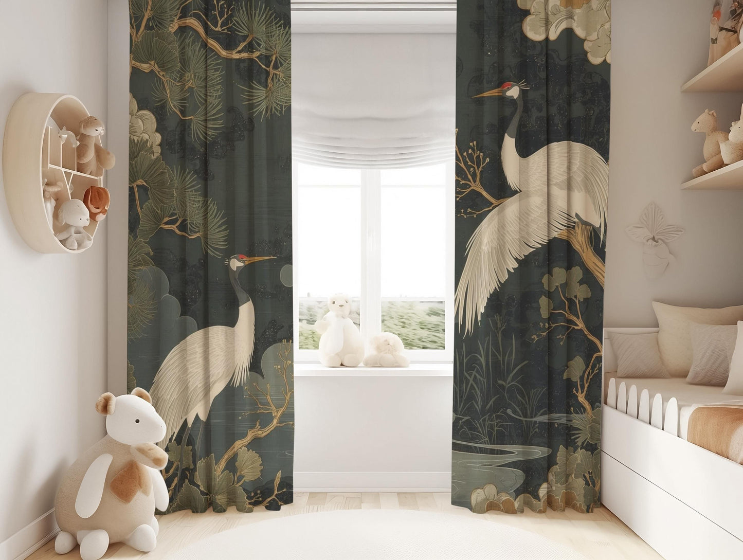 Japanese Crane Blackout Curtains