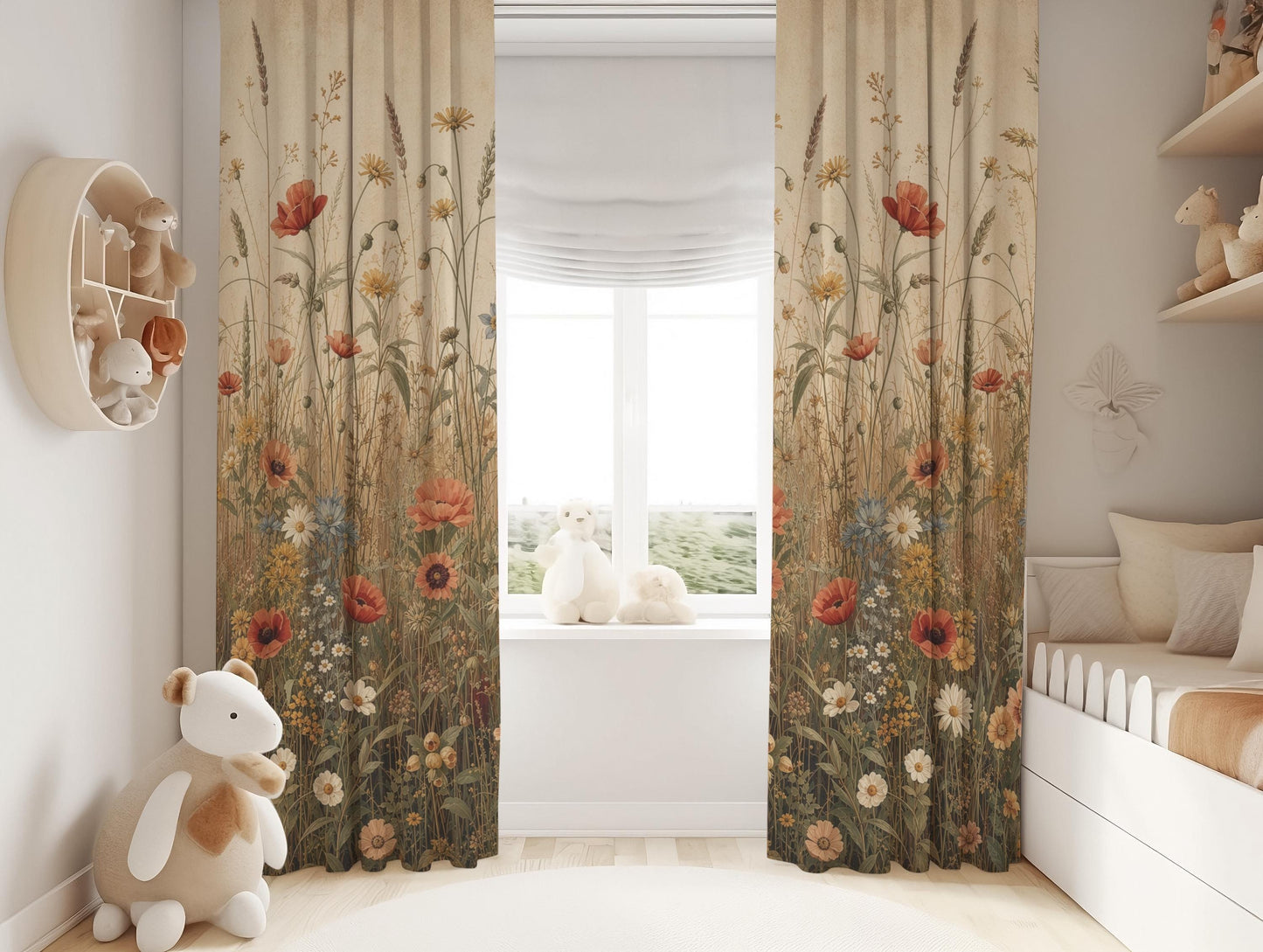 Wildflower Botanical, Vintage Blackout Curtains