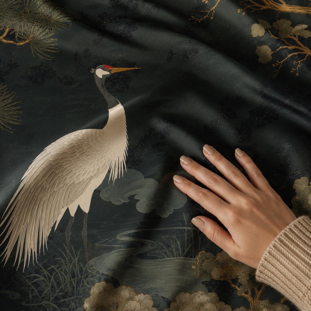 Japanese Crane Blackout Curtains