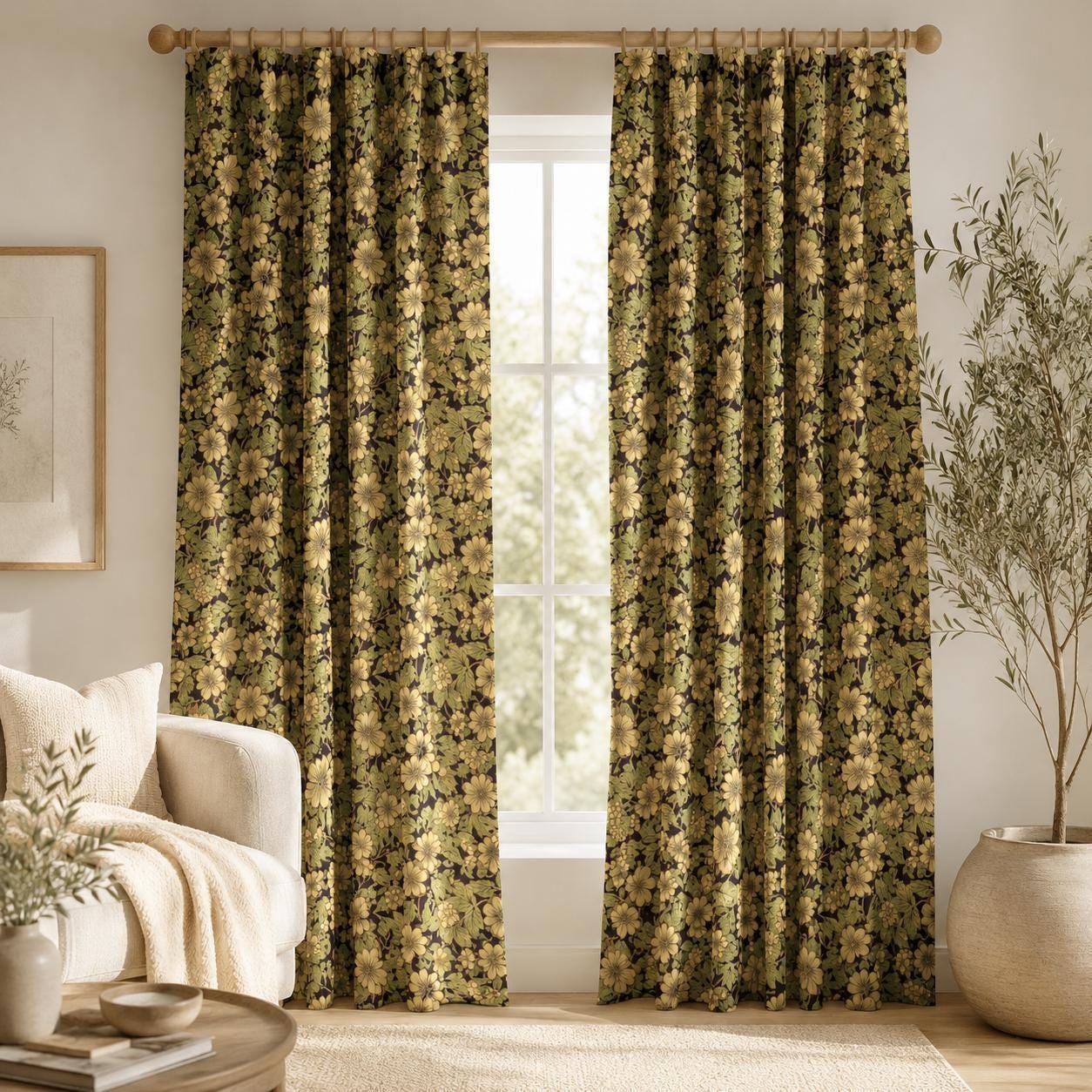 Vintage Floral Blackout Curtains