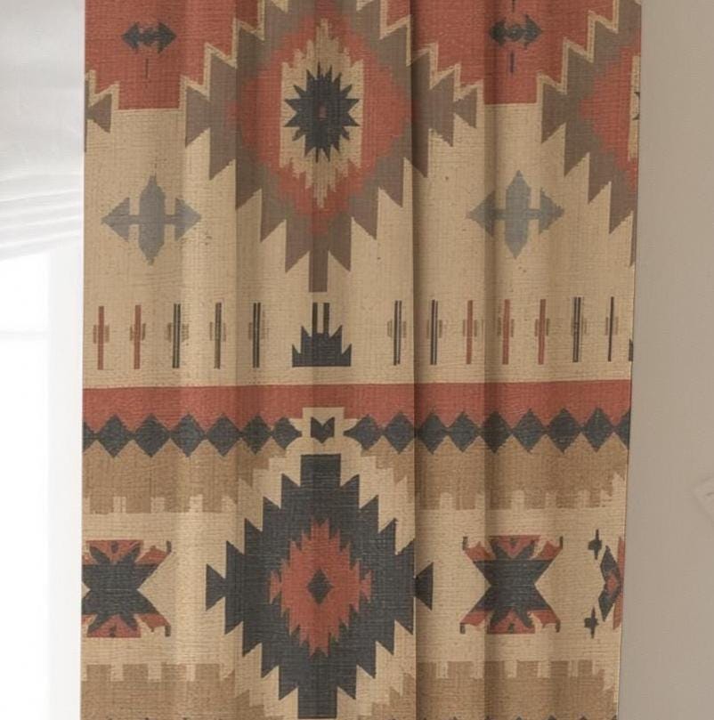 Southwestern, Boho Aztec Blackout Curtains