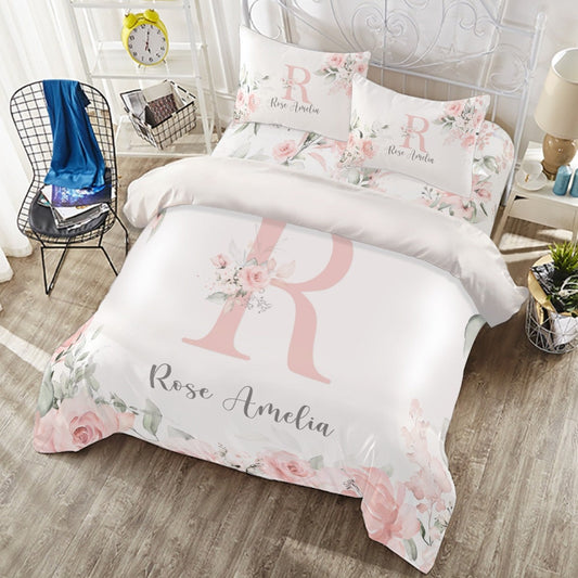 Gentle Pink Personalized Duvet Cover Set for Girl
