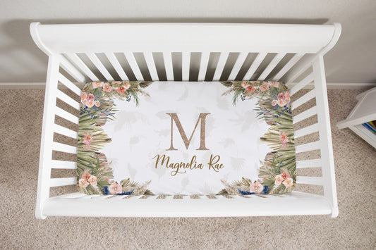 Dry Grass Personalized Crib Sheet for Girl