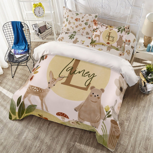Brown Woodland Personalized Duvet Cover Set for Girl or Boy