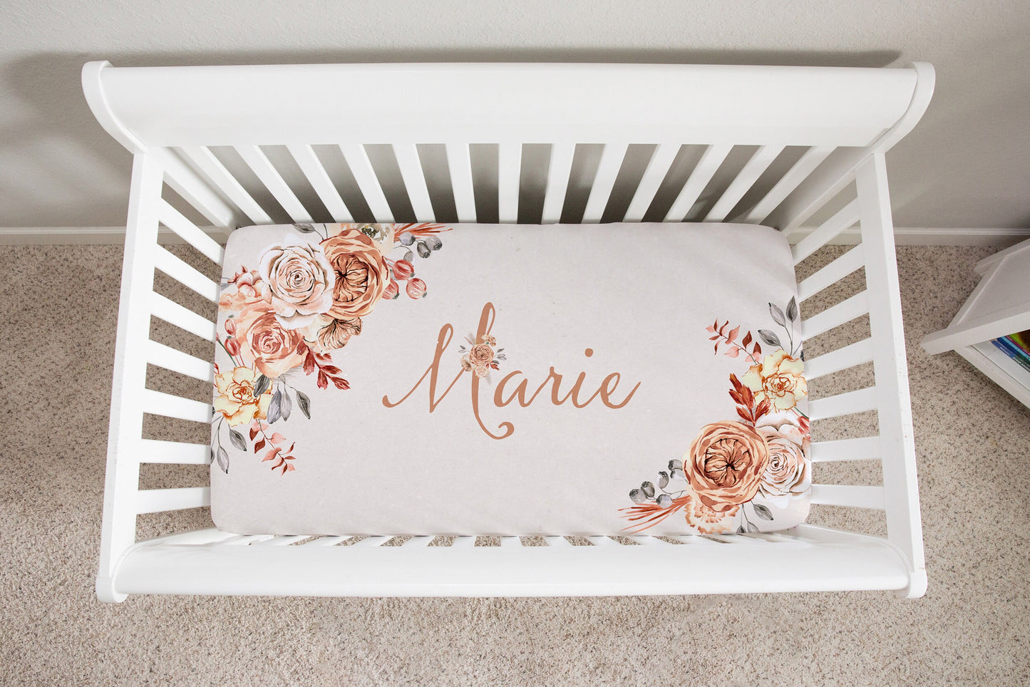 Carmel Florals Personalized Crib Sheet for Girl