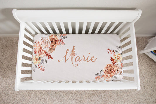Carmel Florals Personalized Crib Sheet for Girl