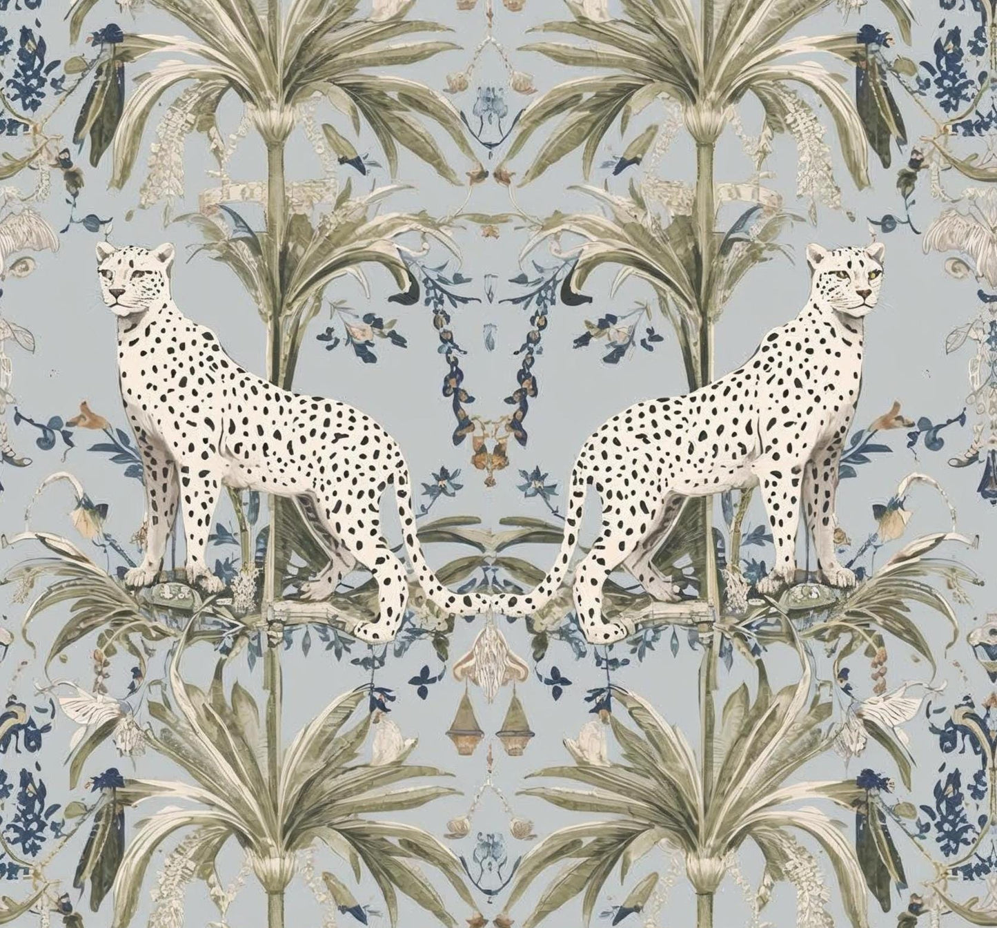 Blue Leopard Botanical Blackout Curtains