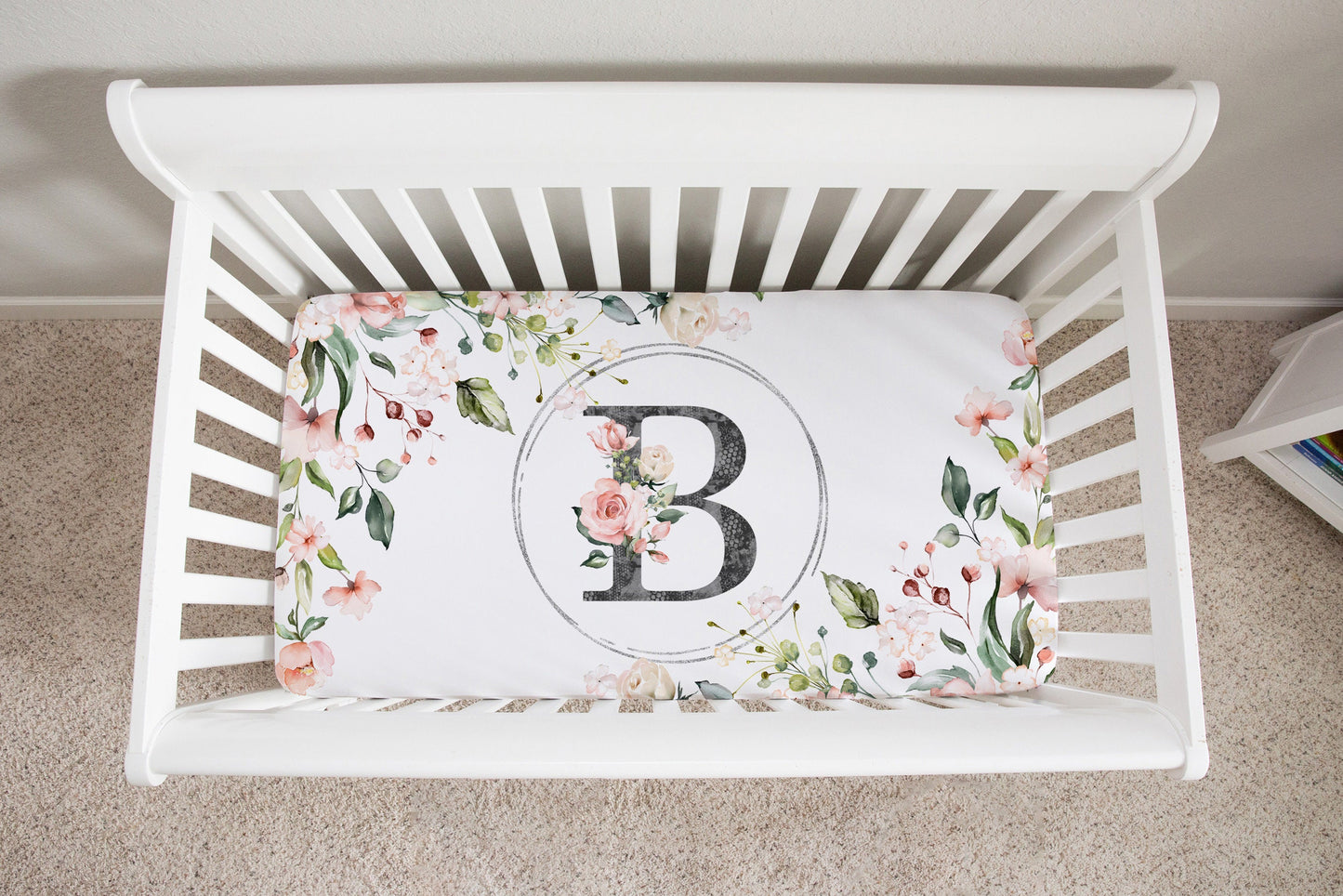 Roses Garden Personalized Crib Sheet for Girl