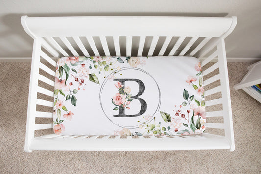Roses Garden Personalized Crib Sheet for Girl