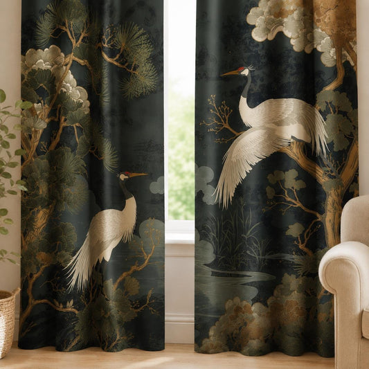 Japanese Crane Blackout Curtains