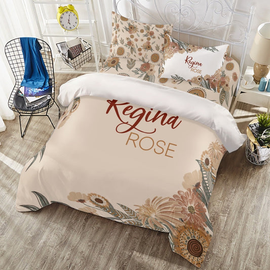 Vintage Charm Personalized Duvet Cover Set for Girl