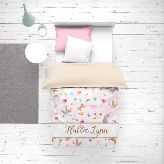 Unicorns Personalized Duvet Cover Set for Girl