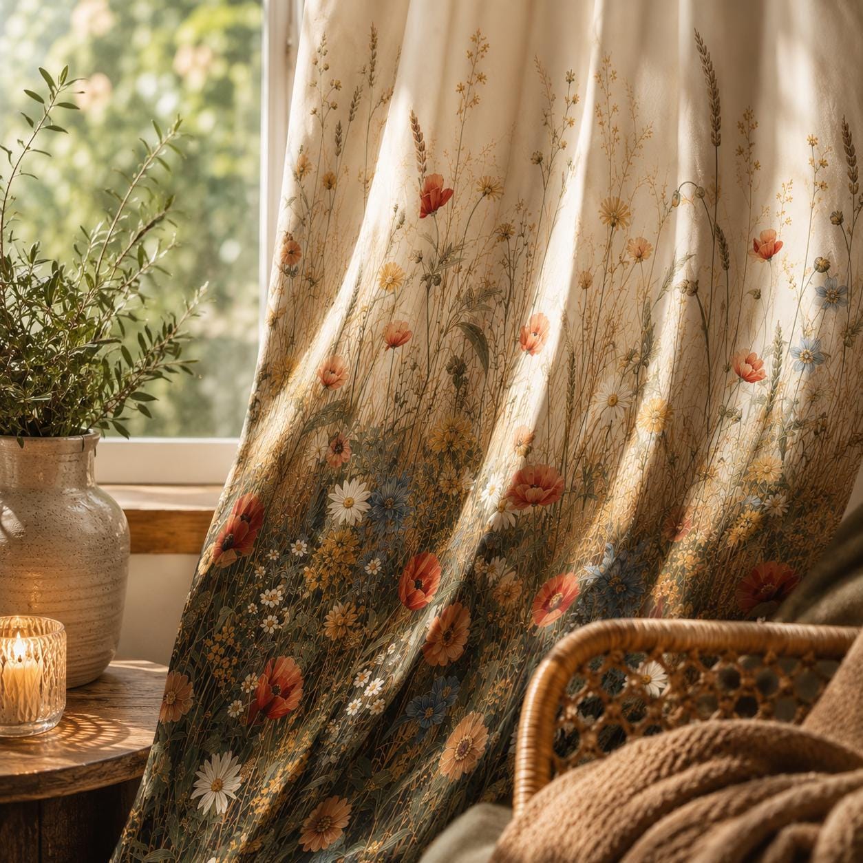 Wildflower Botanical, Vintage Blackout Curtains