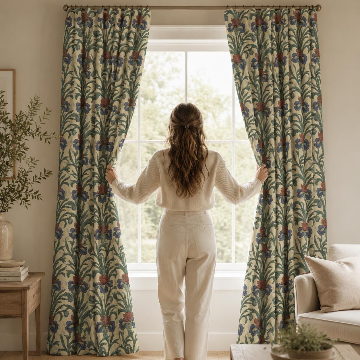 Vintage Floral Curtains, William Morris Style Blackout Curtains