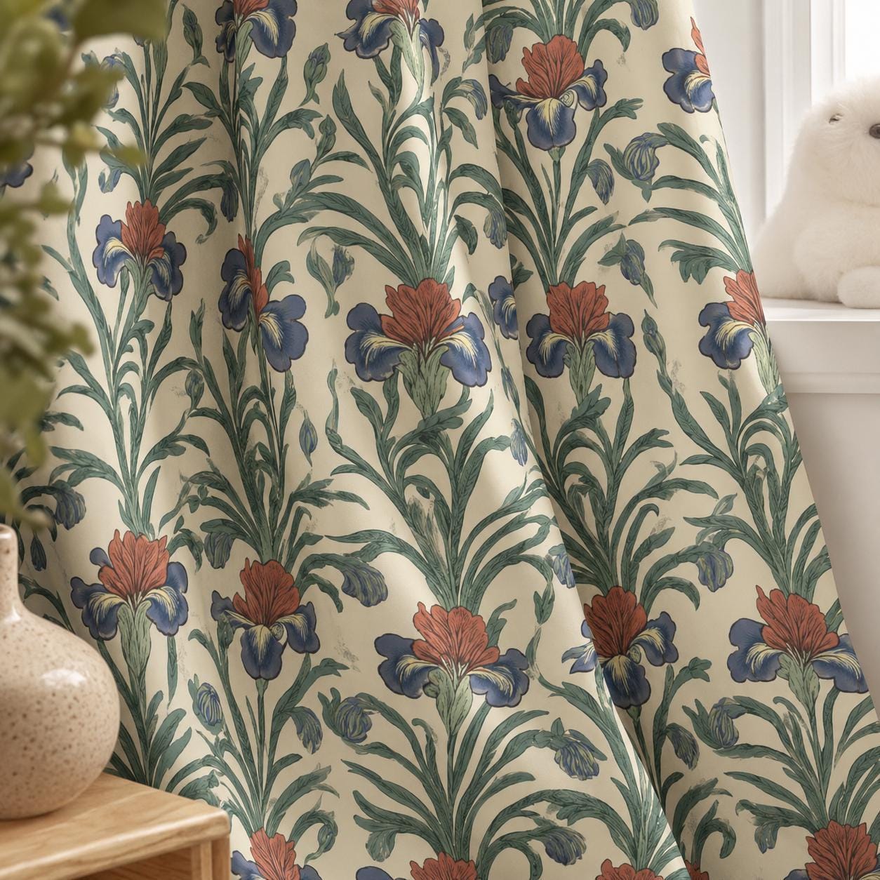 Vintage Floral Curtains, William Morris Style Blackout Curtains