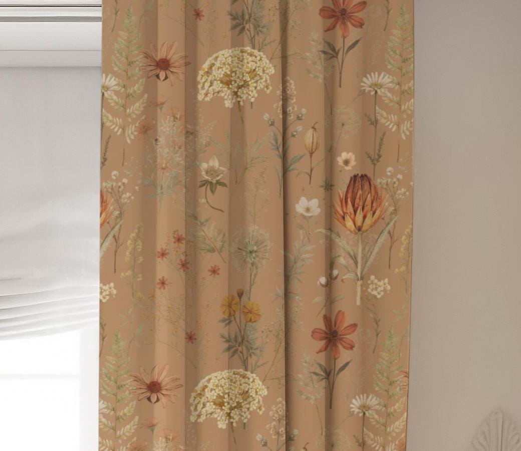 Boho Floral, Botanical Blackout Curtains