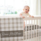 Neutral Plaid Personalized Blanket for Boy