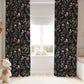 Black Floral, Moody Blackout Curtains