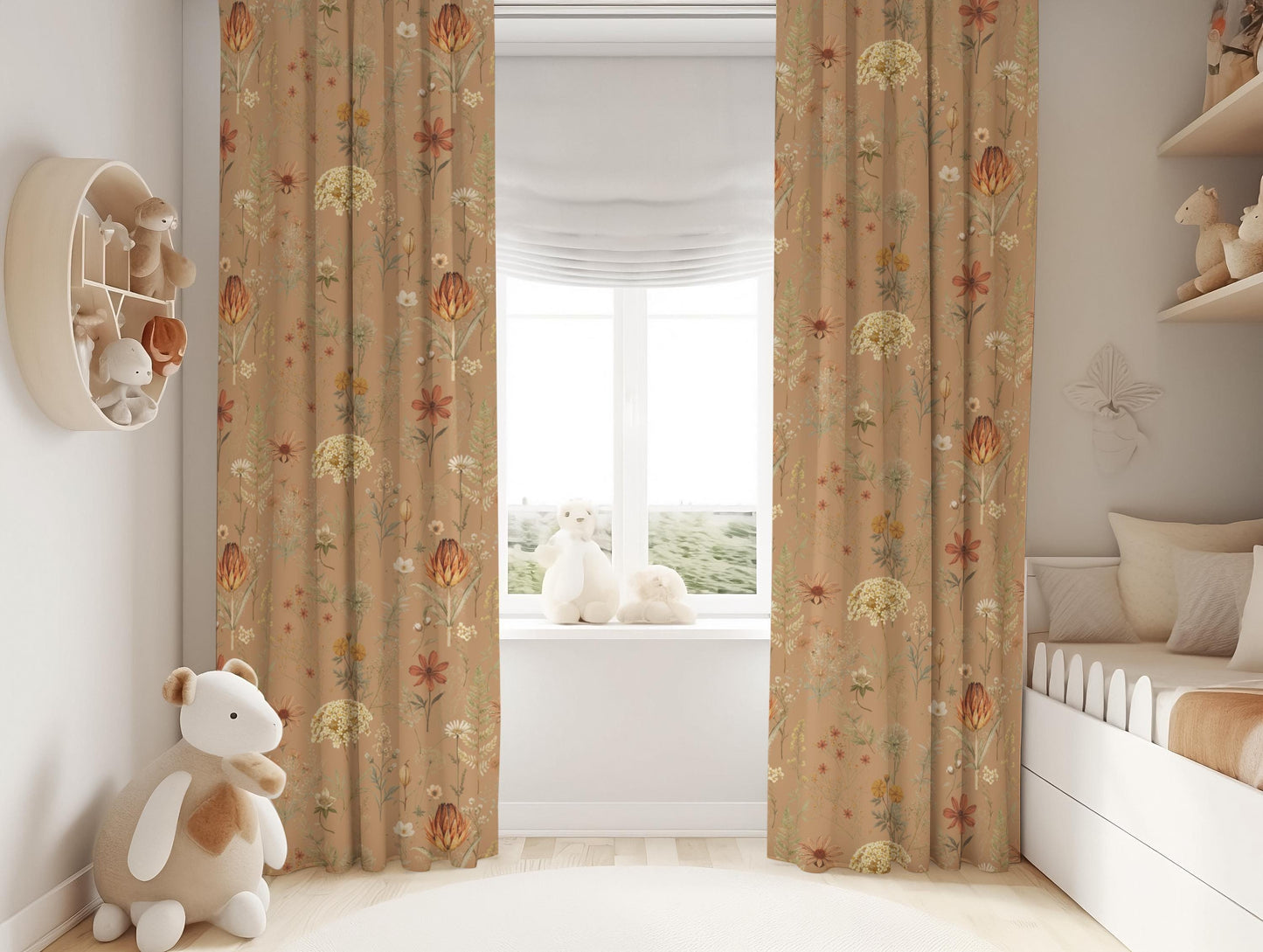 Boho Floral, Botanical Blackout Curtains