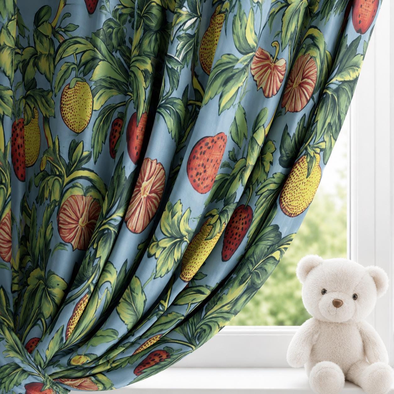 Fruit Botanical, Strawberry Blackout Curtains