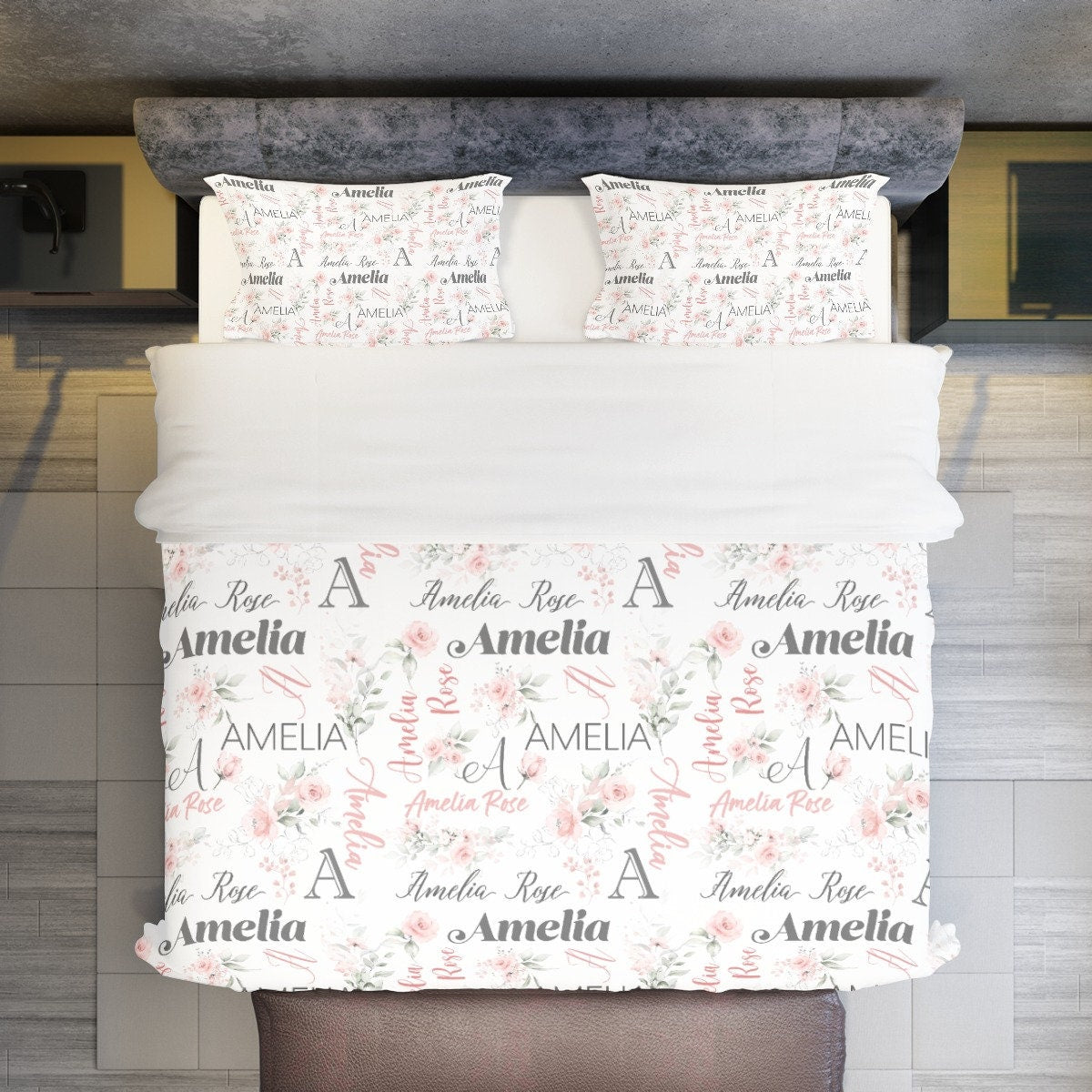 Roses Garden Personalized Duvet Cover Set for Girl