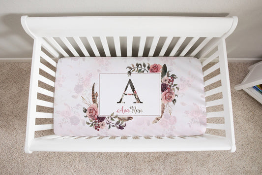 Dreamcatcher Personalized Crib Sheet for Girl