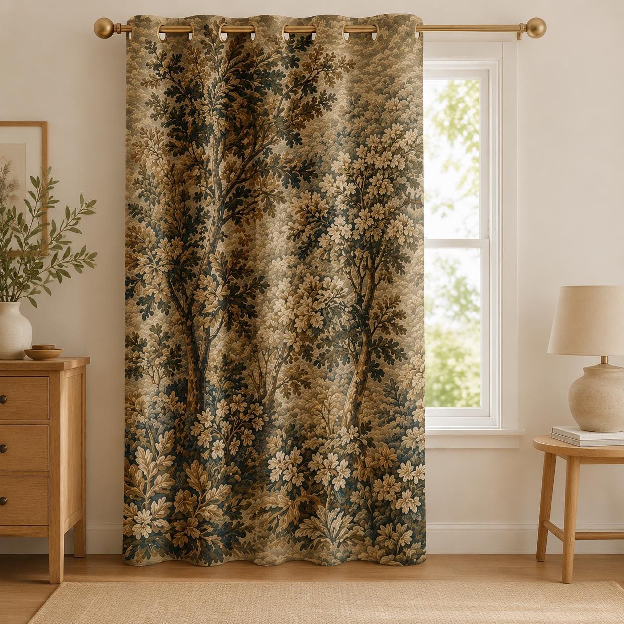 Vintage Forest Toile Blackout Curtains
