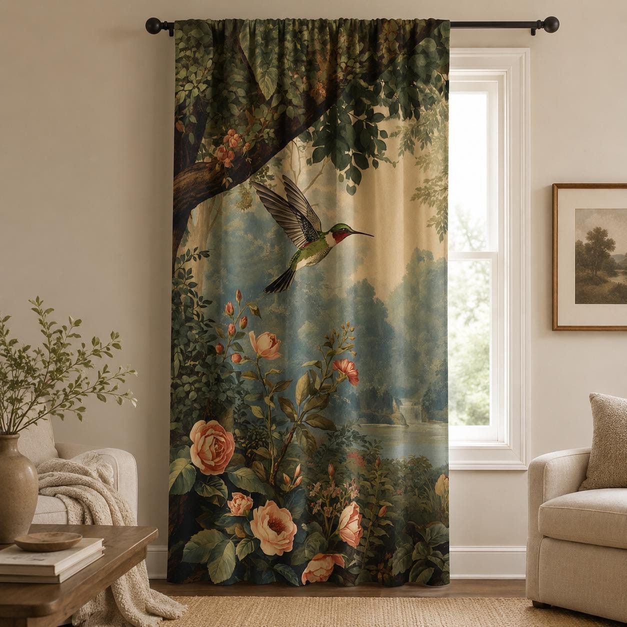 Hummingbird Floral Blackout Curtains
