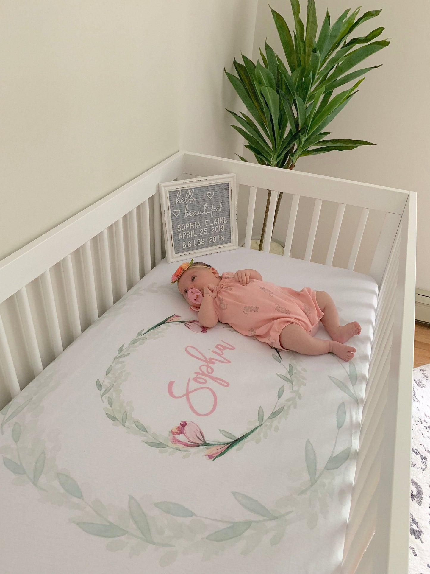Tulips Personalized Crib Sheet for Girl