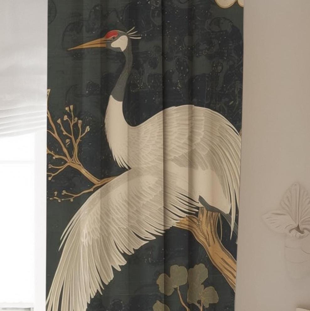 Japanese Crane Blackout Curtains