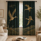 Japanese Crane, Dark Green Blackout Curtains