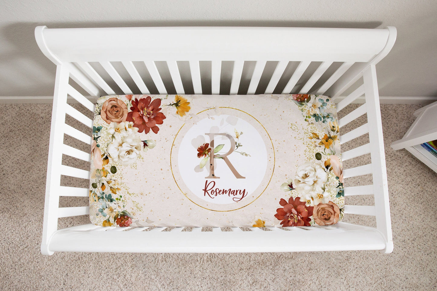 Rust Garden Personalized Crib Sheet for Girl