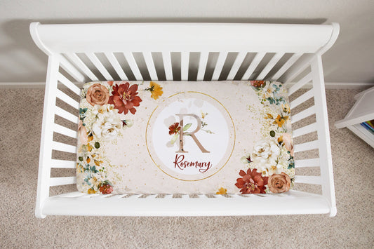 Rust Garden Personalized Crib Sheet for Girl