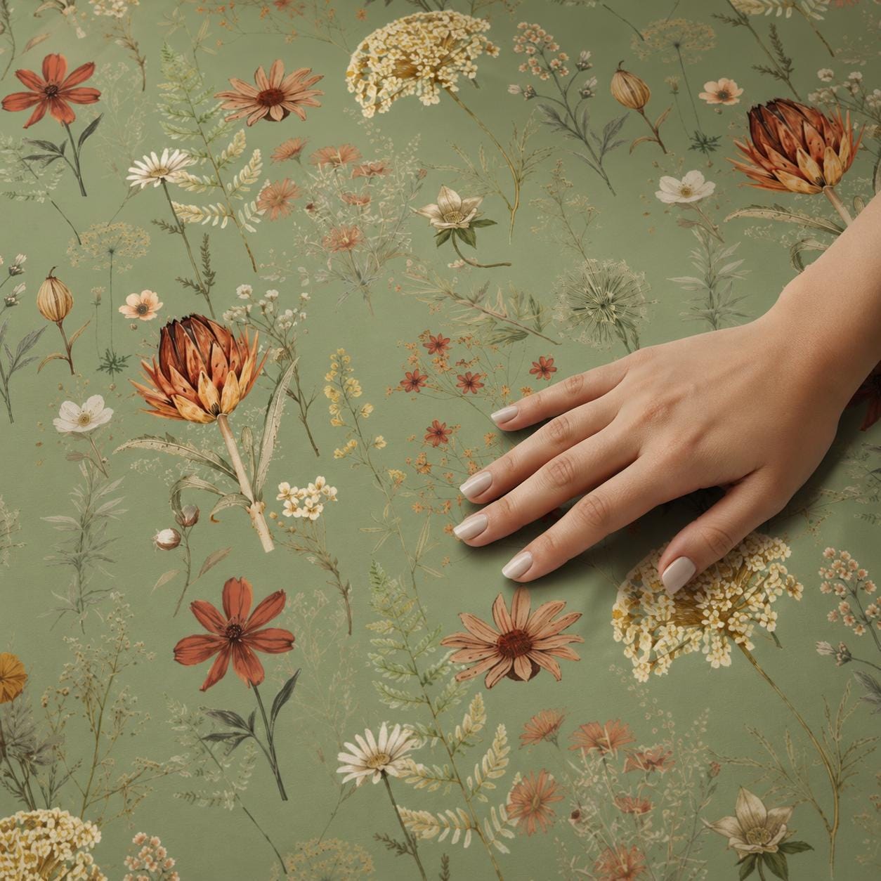Sage Green Floral Curtains, Botanical Blackout Curtains