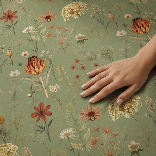 Sage Green Floral Curtains, Botanical Blackout Curtains