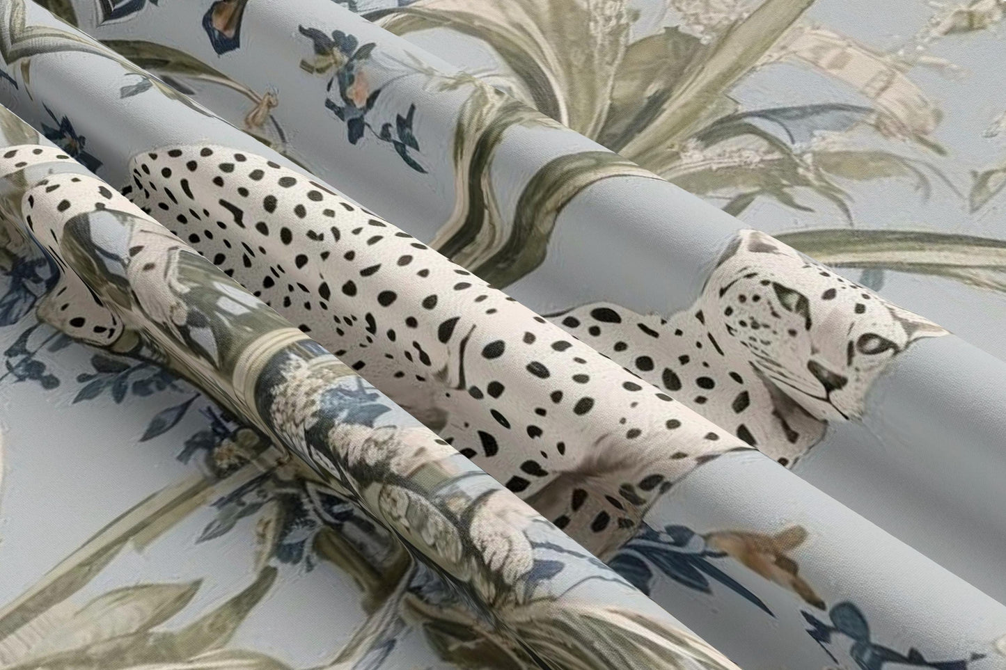 Blue Leopard Botanical Blackout Curtains