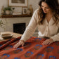 Burnt Orange Blue Floral Blackout Curtains