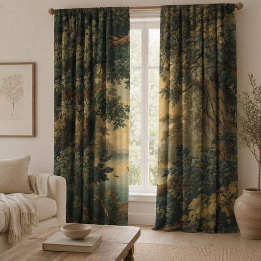 Vintage Forest Toile Blackout Curtains