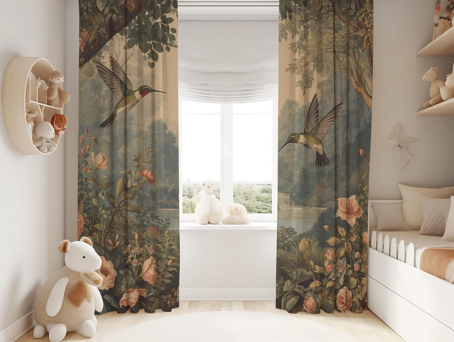 Hummingbird Floral Blackout Curtains