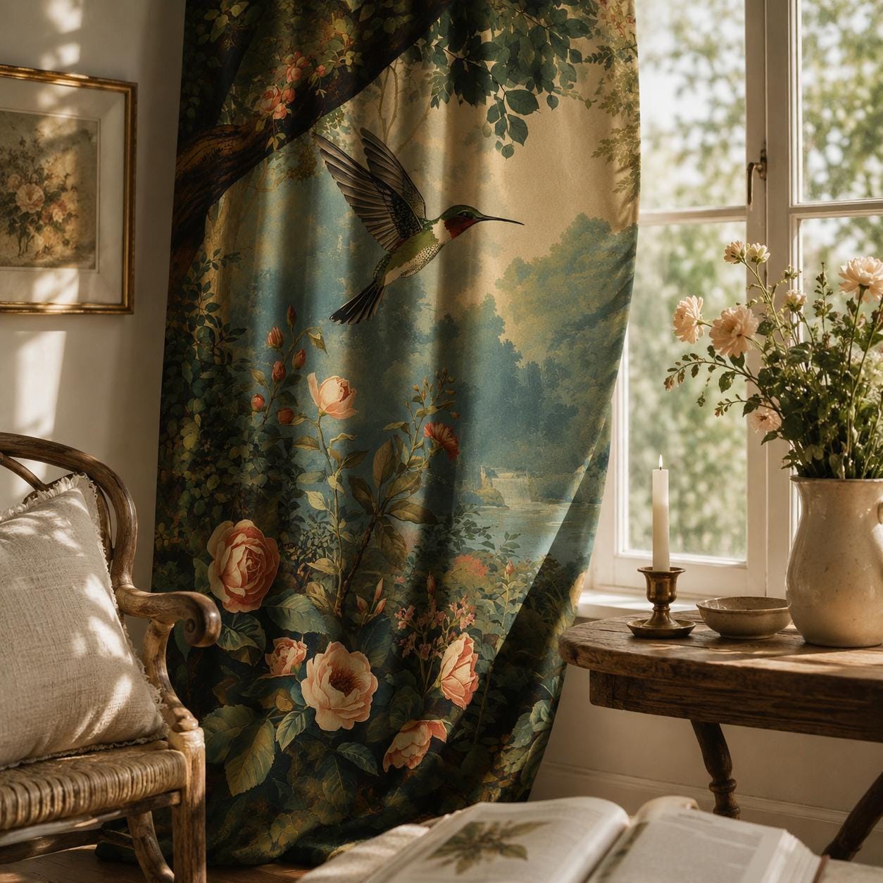 Hummingbird Floral Blackout Curtains