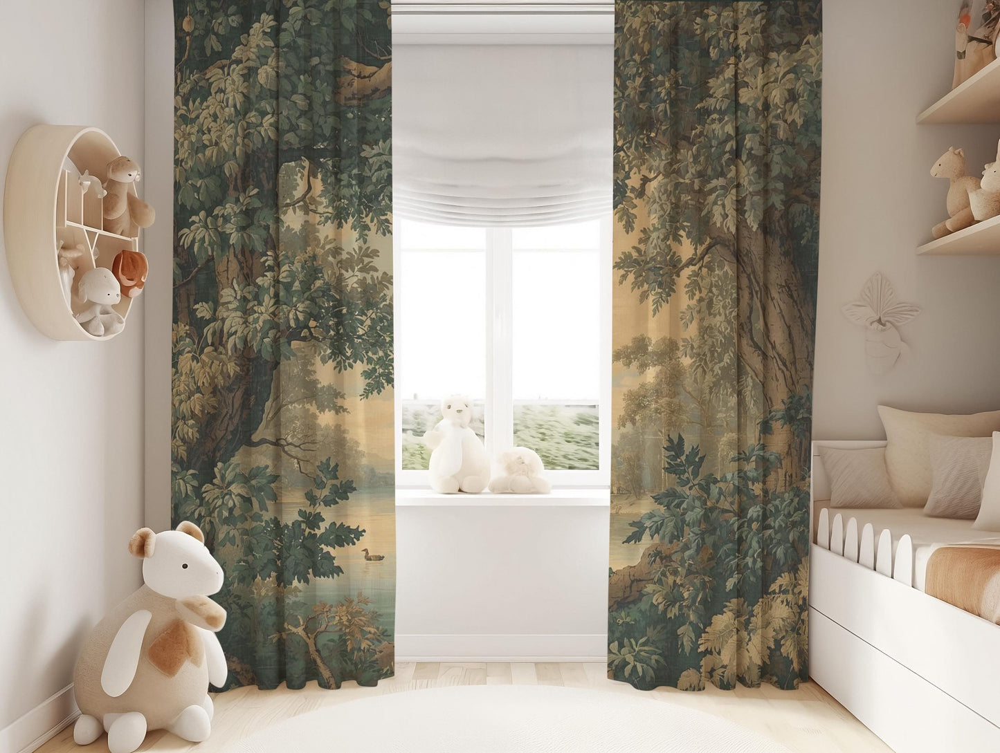 Vintage Forest Toile Blackout Curtains