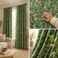 Green Botanical , Leaf Print Blackout Curtains
