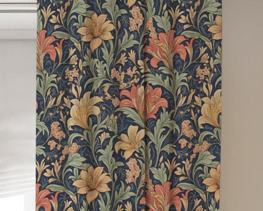 William Morris Style Floral Blackout Curtains