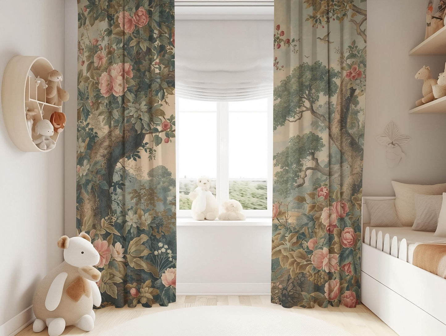 Floral Botanical, Vintage Tree Blackout Curtains